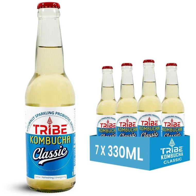 Tribe Kombucha | Weight Management - Detox - Antioxidant | Naturally Sparkling Probiotic Herbal Tea |Secret Recipes with Ginger & Lemon | Gut Friendly | Gluten free | Ginerade | Pack of 7 |210 ML