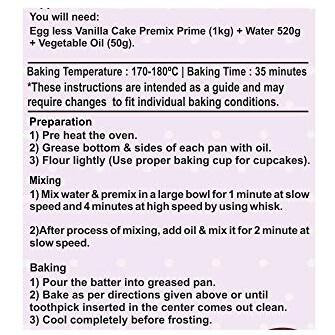 Bakersveggie Eggless Cake Premix, 1 Kg (Vanilla Cake Premix Prime)