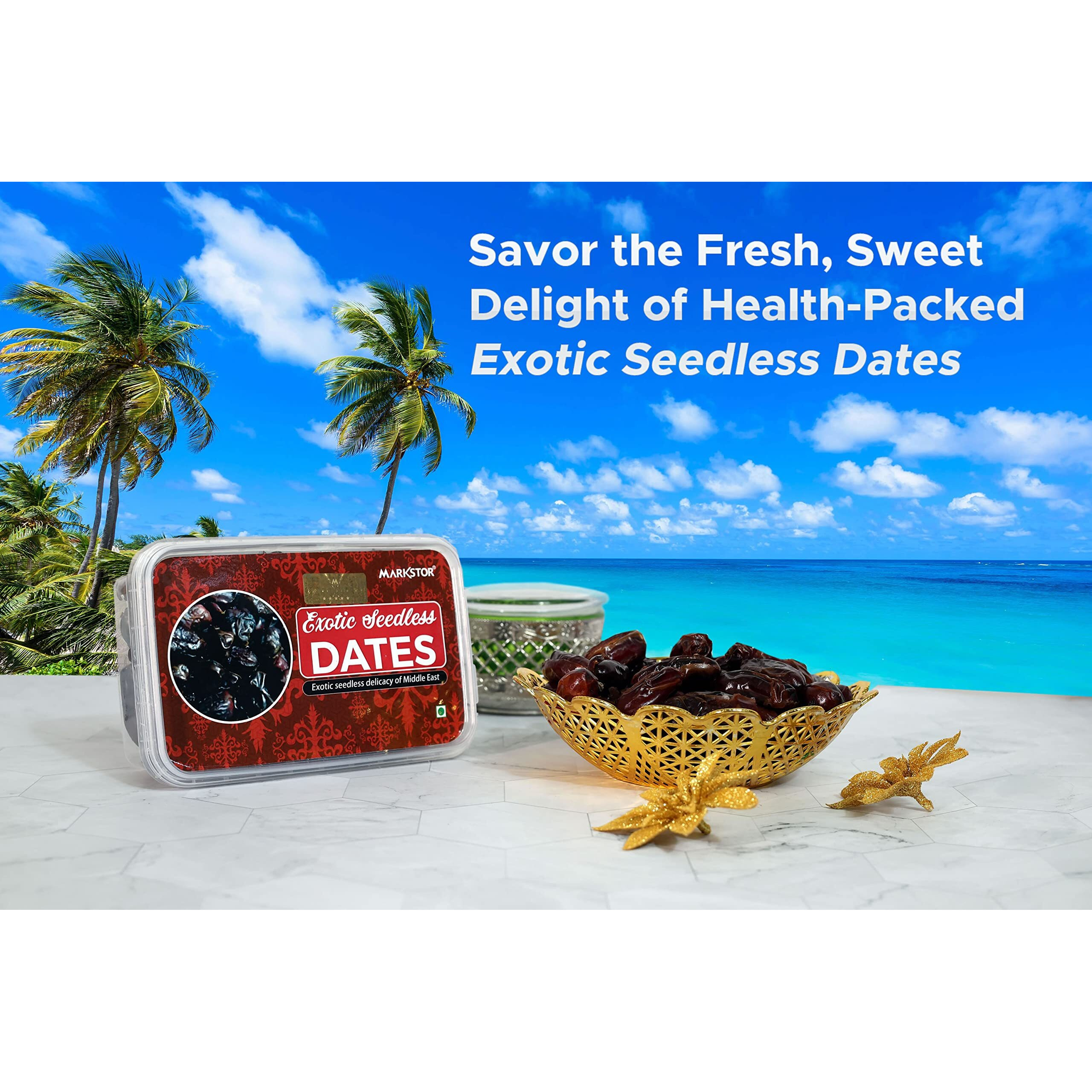 MARKSTOR Exotic Seedless Dates - 500Gram - Fresh Imported Khajoor/Khajur, Packed With Protein & Vitamins, Natural Sweetener, Ideal For Kids & Adults, No Preservatives