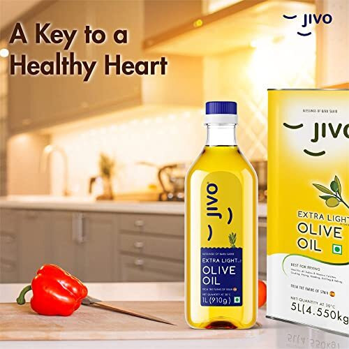 Jivo Extra Light Olive Oil - 1 Liter | Oil for Cooking, Dressings, Salad, Soups, Dips, and Marinades | Light, Flavorful, and Ideal for All Culinary Uses