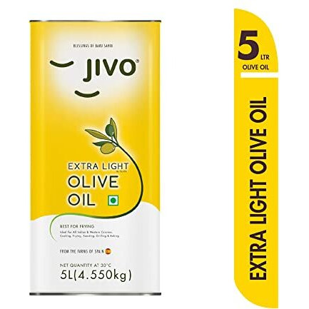 Jivo Olive Oil Extra Light Daily Cooking 5 Litre (TIN) | Recommendable for Roasting, Frying, Baking All type of Cuisines| Low Saturated Fat, Low Saturated Fat |