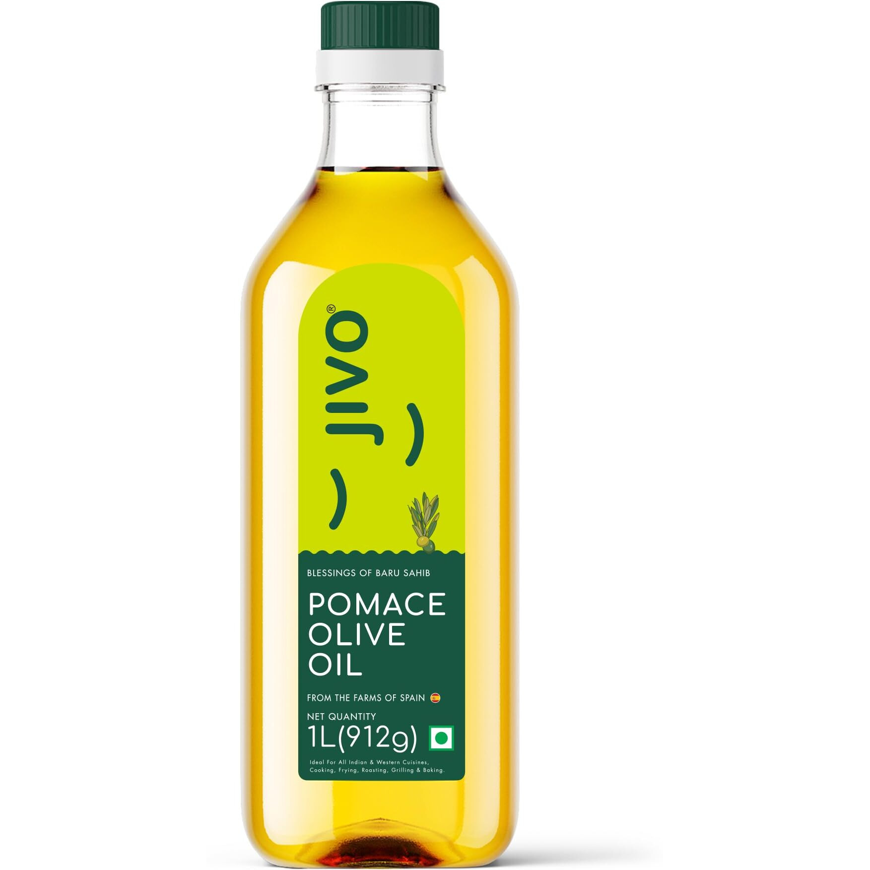 Jivo Daily Cooking Pomace Olive Oil | 1 Litre | Rich in Monounsaturated Fatty Acids (MUFA) | Low in Saturated Fat | Ideal for Roasting, Frying, and Baking (Pack of 1)
