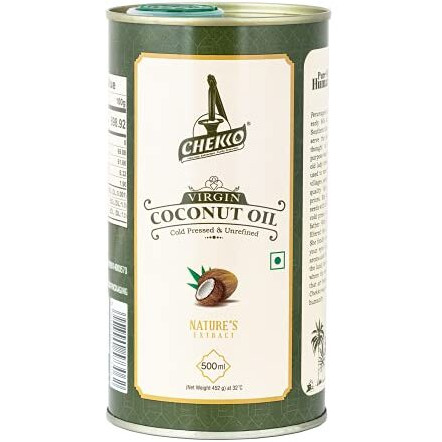 Chekko Cold Pressed Virgin Coconut Oil for Cooking Food, Massage, Diet, Oil Pulling, 100% Natural (1 LTR / 500 ml) (500 ml)
