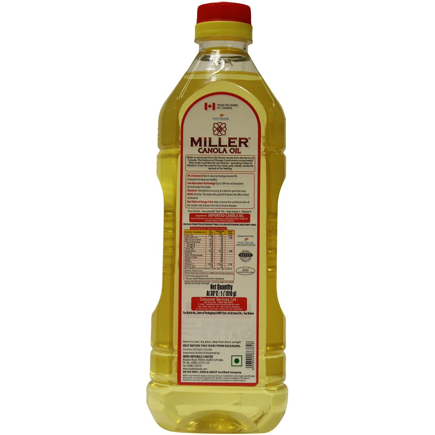 Miller Canola Oil PET Bottle, 1 L