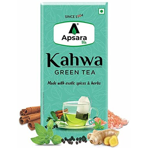 APSARA Detoxifying Kahwa Green Tea Bags - 72 Pcs, Spiced Kashmiri Detoxifying Kahwa Green Tea, Natural Body Cleanse & Immunity Booster With Rock Salt, Tulsi, Cardamom, Cinnamon Tea, 300 Grams