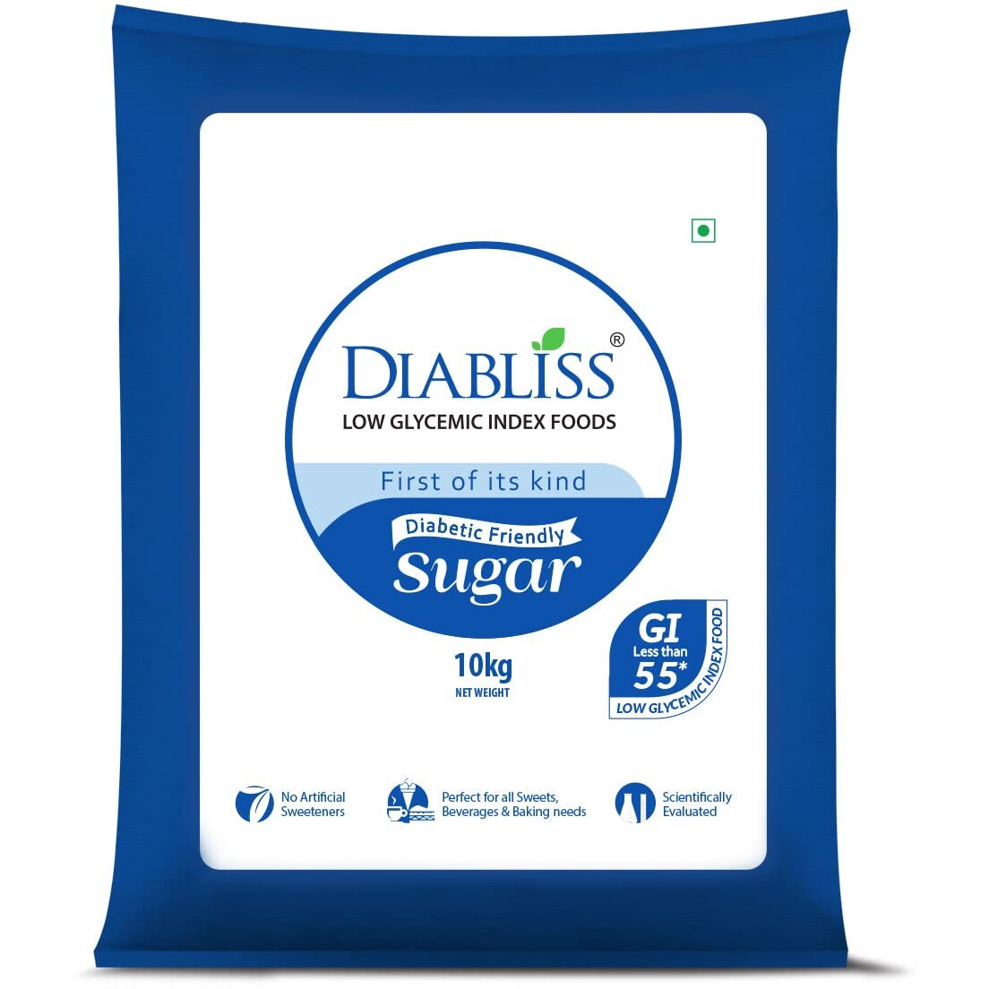 Diabliss Diabetic Friendly Herbal Cane Sugar - Free from Chemicals Artificial Sweetener Natural Health and Wellness - Low Glycemic Index (GI) - 10Kg Institutional Bulk Pack