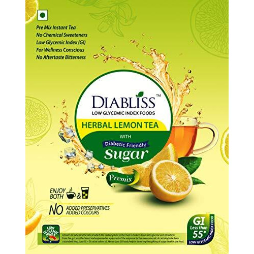 Diabliss Herbal Lemon Green Tea 500Gram Pouch - Refreshing Taste Low Glycemic Index (Gi) Food Sugar Free (1) - Powder