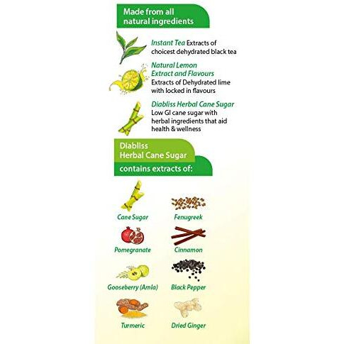 Diabliss Herbal Lemon Green Tea 500Gram Pouch - Refreshing Taste Low Glycemic Index (Gi) Food Sugar Free (1) - Powder