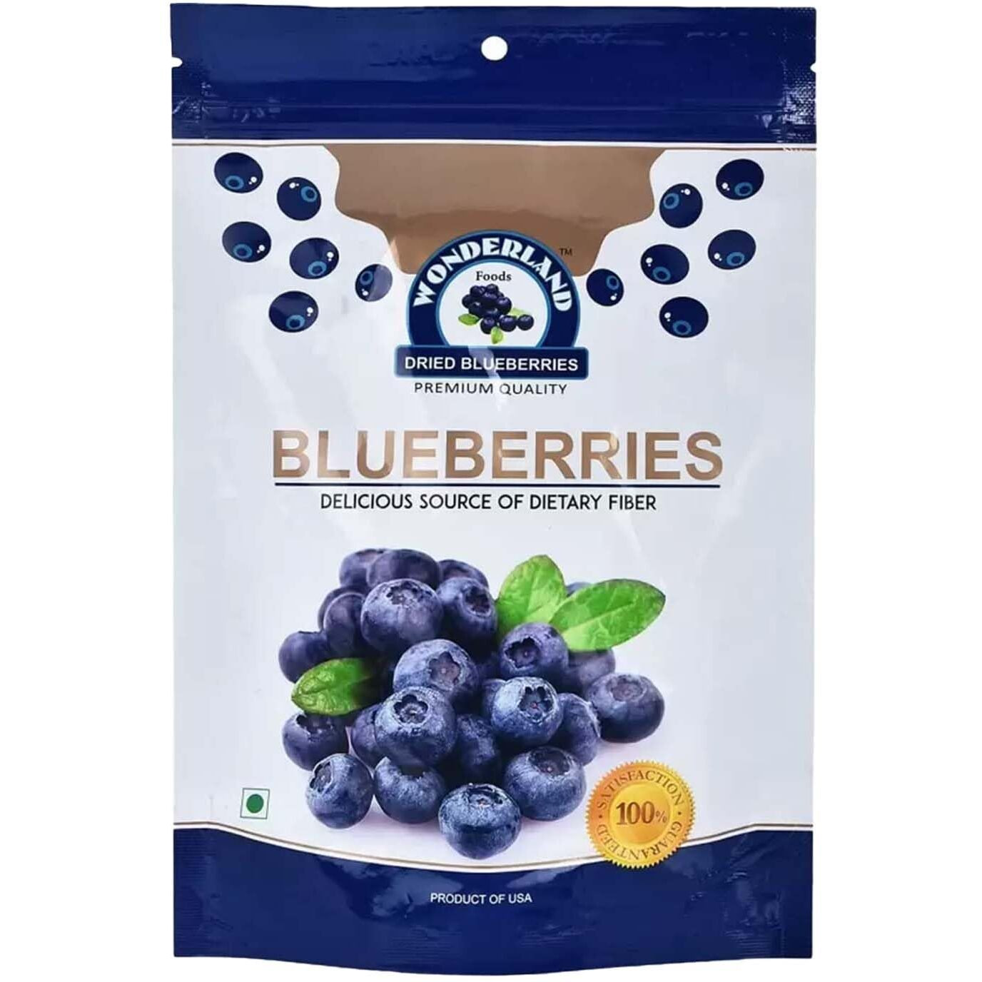 Wonderland Foods Premium Dried Californian Blueberries 150g Pouch | Healthy & Tasty Whole & Dried Blueberry | Rich in Calcium and Vitamin K | Vegan, Non-GMO & No Preservatives