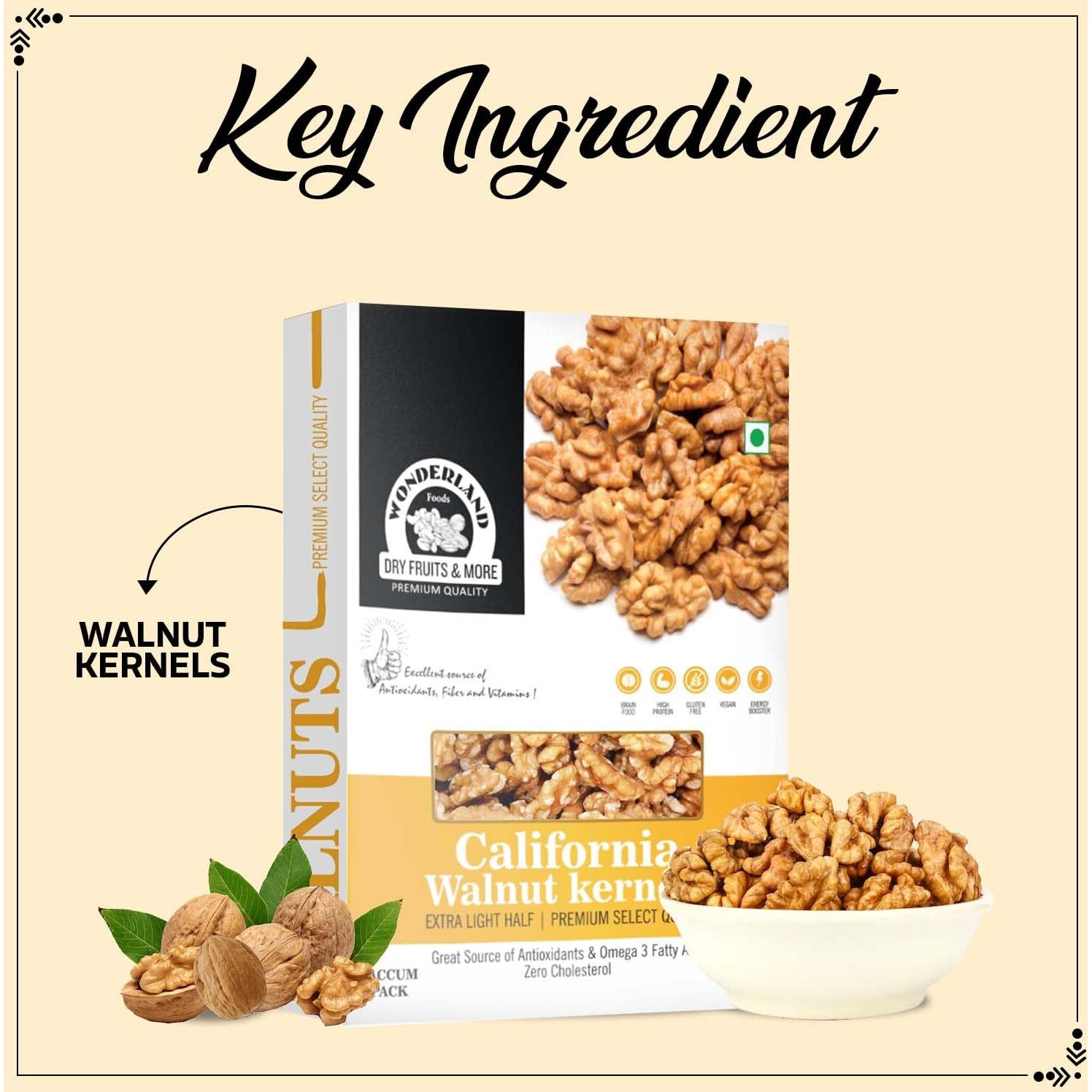 WONDERLAND FOODS Dry Fruits | California Walnut Kernels (Akhrot Giri) | 200g Box