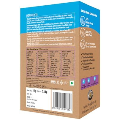 Yogabar Multigrain Energy Bars 380 Gm Pack (38G x10) - Healthy Diet with Fruits, Nuts, Oats and Millets, Gluten Free, Crunchy Granola Bars, Packed with Chia and Sunflower Seeds (10 Bars)