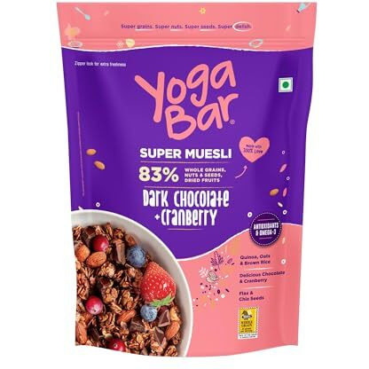 Yogabar Wholegrain Breakfast Muesli - Fruits, Nuts + Seeds + Dark Chocolate, 400g Each