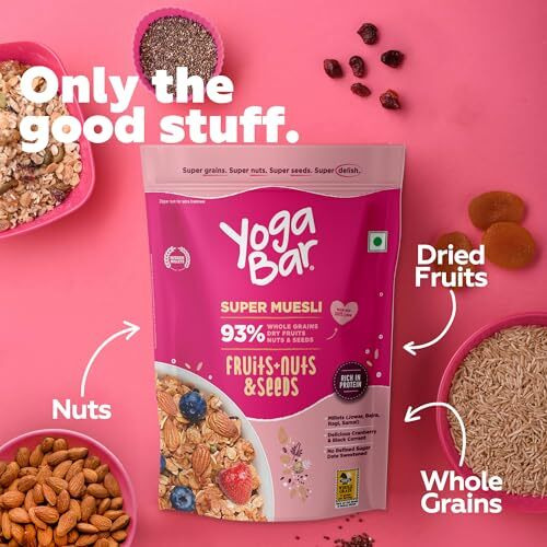 Yogabar Wholegrain Breakfast Muesli - Fruits, Nuts + Seeds + Dark Chocolate, 400g Each