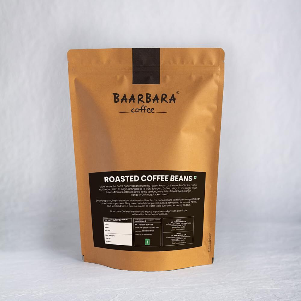 BAARBARA BERRY Coffee|Roasted Coffee Beans 80% Arabica, 20% Robusta|From Chikmagalur Farms Since 1896 |1Kg, Packet