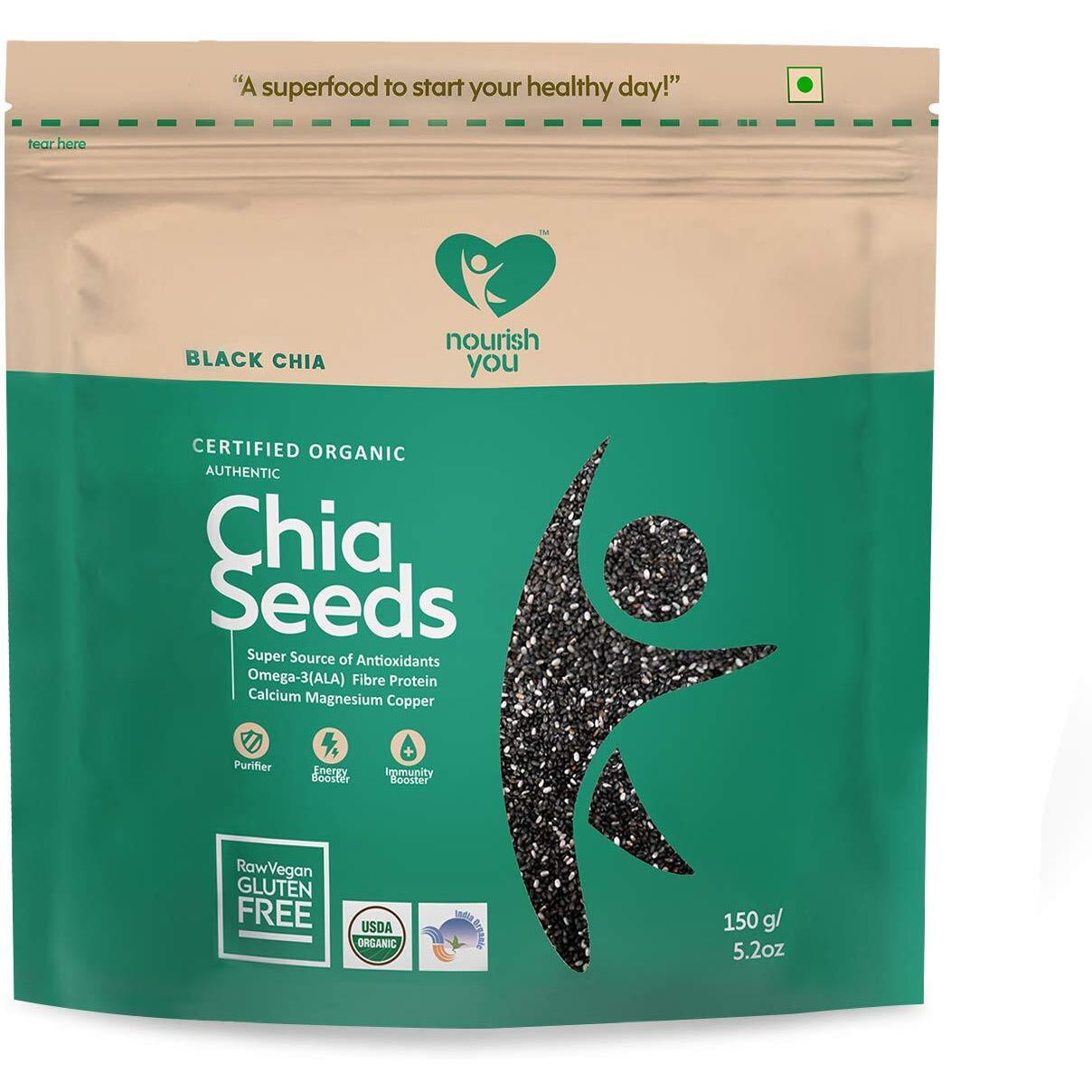 NourishYouAuthentic Chia Seeds, 150g