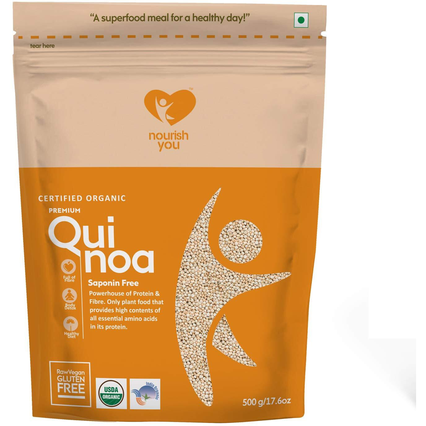 Nourish You Organic Premium White Quinoa, 500gm (Single pack)