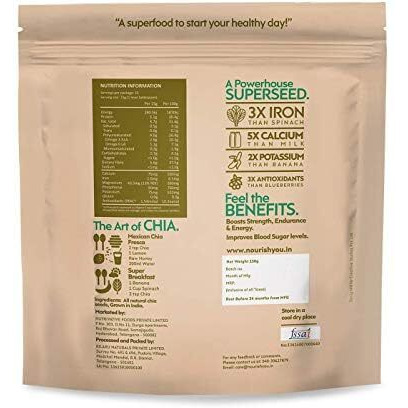 Nourish You Organic White Chia Seeds 150G | USDA Certified Grain | Gluten Free | Super Source of Calcium, Protein Fibre & Antioxidant | Enriched with Omega 3 & Zinc | Diet Food | SuperFood | Pack of 1