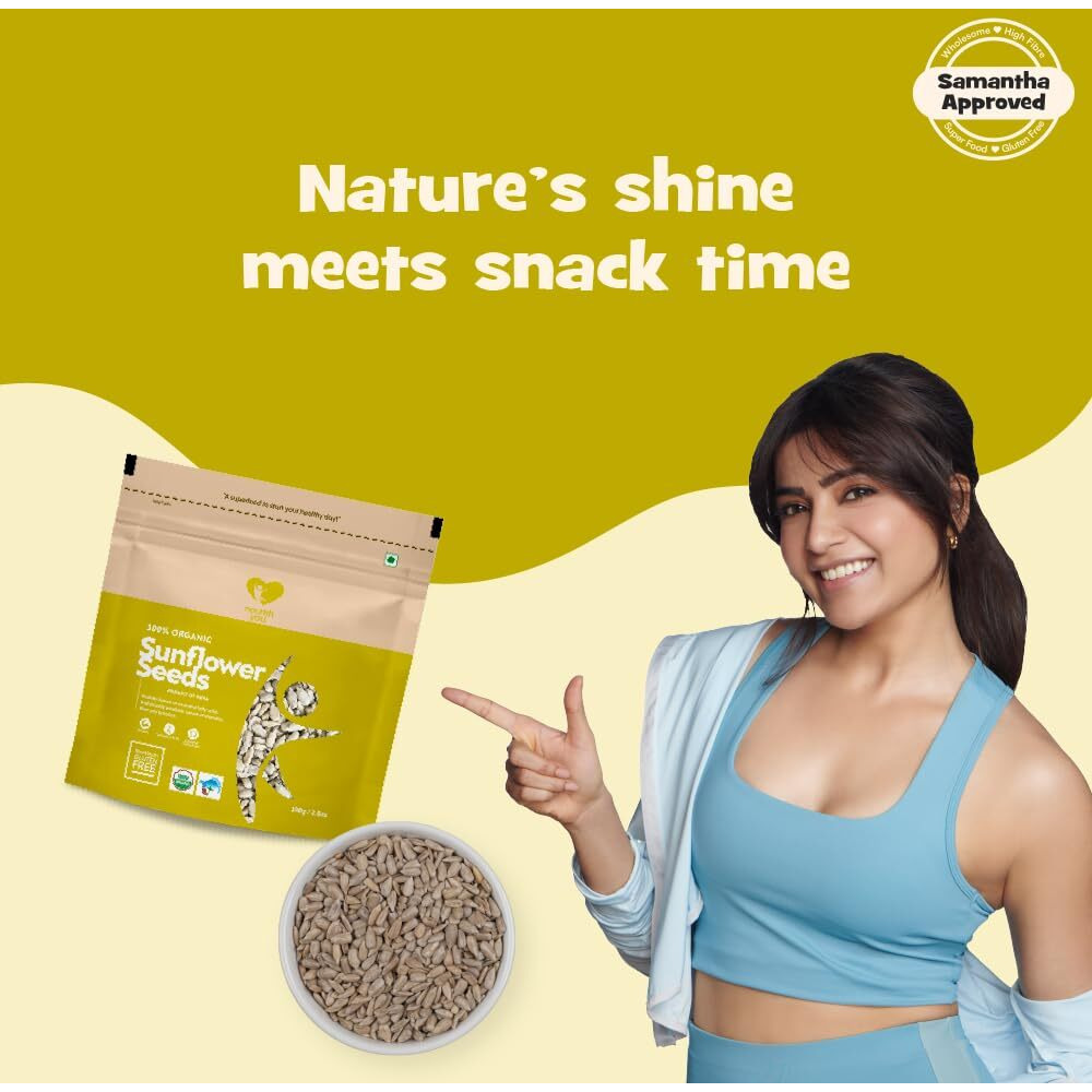 Nourish You Sunflower Seeds 100g - 100% Organic Raw Sunflower Seeds for Eating | Diet Food | Healthy Snack | Raw seeds | Weight management | Source of Antioxidants