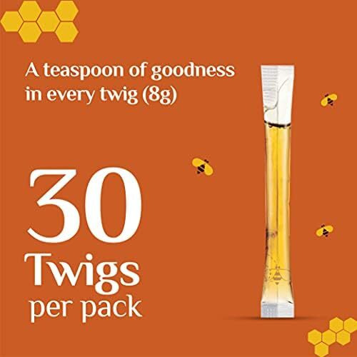 Honey Twigs Ginger Honey | 100% Pure Honey, 240gms (8g x 30 Sachets) | Perfect for a Healthy Lifestyle | Infused with Natural Ginger | Tested Honey | Traceable Honey | Ideal for Tea and Snacks
