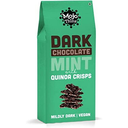 Mojo Bar Thins - Dark Chocolate Mint with Quinoa Crisps (Vegan, Portion Controlled), 108 GM