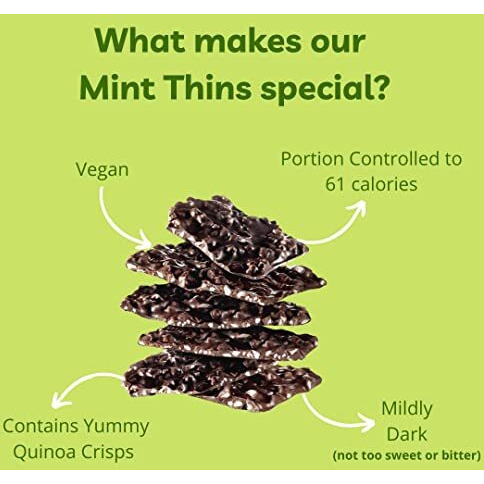 Mojo Bar Thins - Dark Chocolate Mint with Quinoa Crisps (Vegan, Portion Controlled), 108 GM