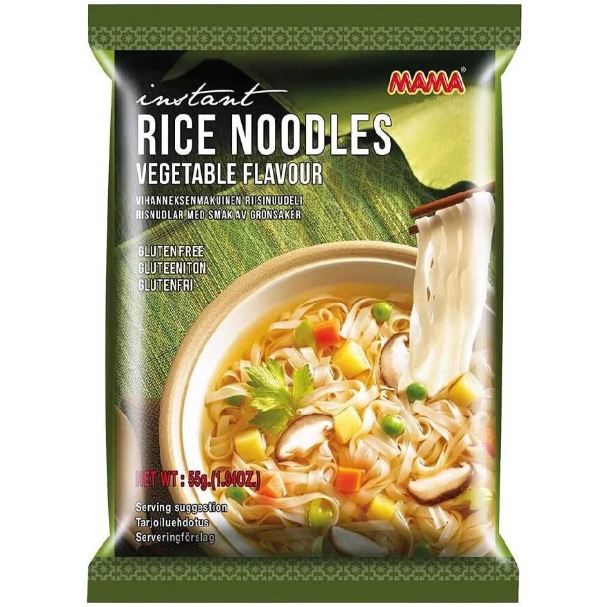 MAMA Gluten Free Instant Rice Noodles, Vegetable - Pack Of 10 - 550 Gm