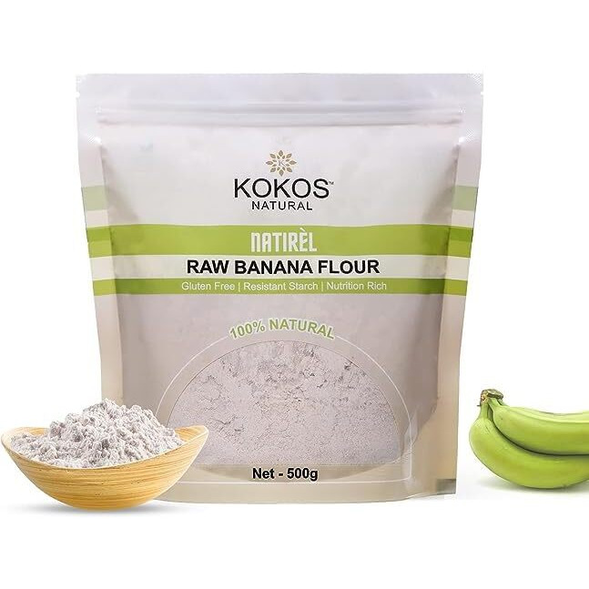 Kokos Natural Raw Banana Flour|Gluten-Free Atta|No Preservatives|Nutrition Rich & Starch|Organic Food Products|500 Gram (Pack Of 2)