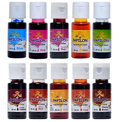 Papilon Shades Of Liquid Food Color (20 Ml X 10 Bottle)