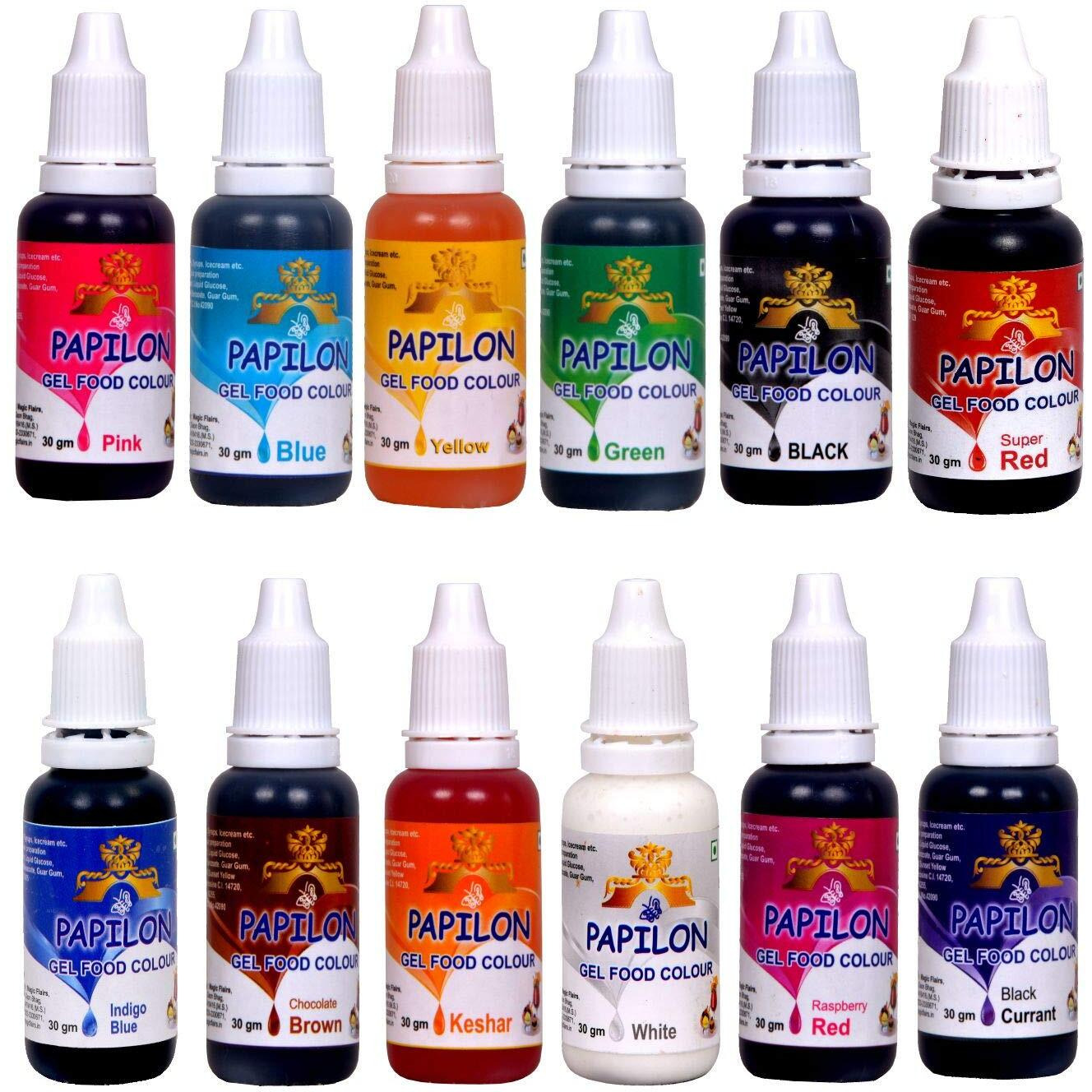 Papilon Concentrated Gel Food Color, 12 X 30 g for Cake/Cooking/Baking/Icing/Icecream