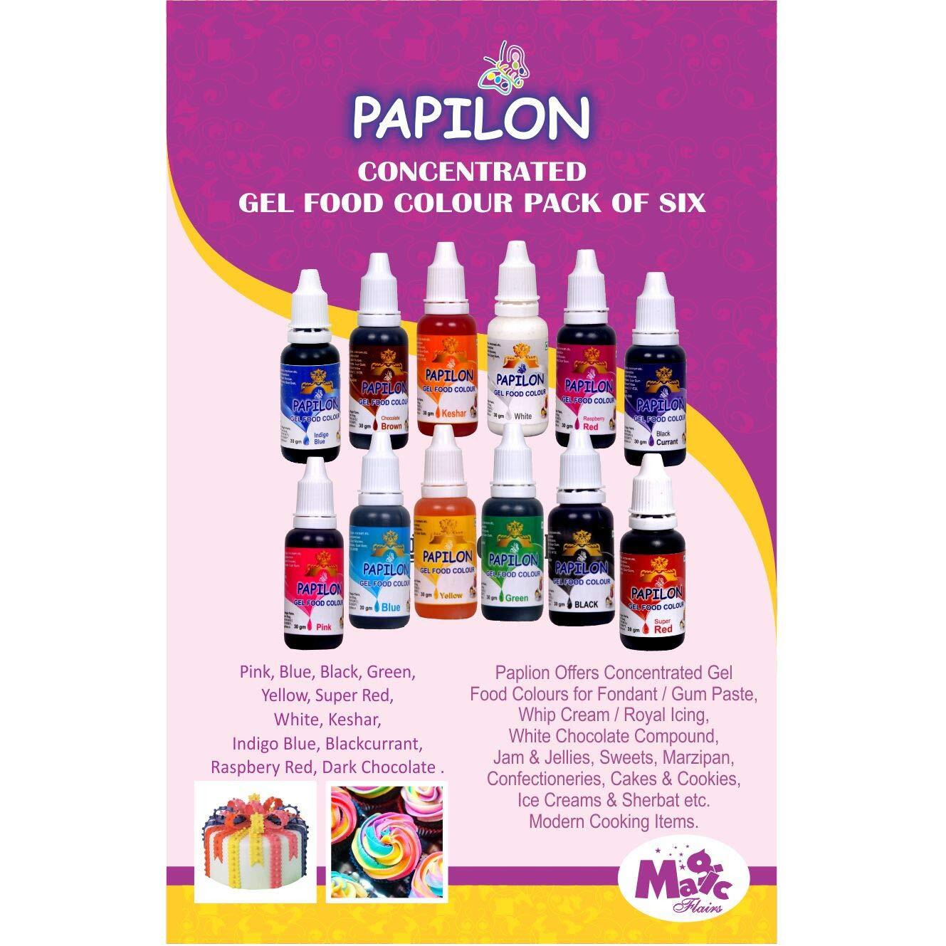Papilon Concentrated Gel Food Color, 12 X 30 g for Cake/Cooking/Baking/Icing/Icecream