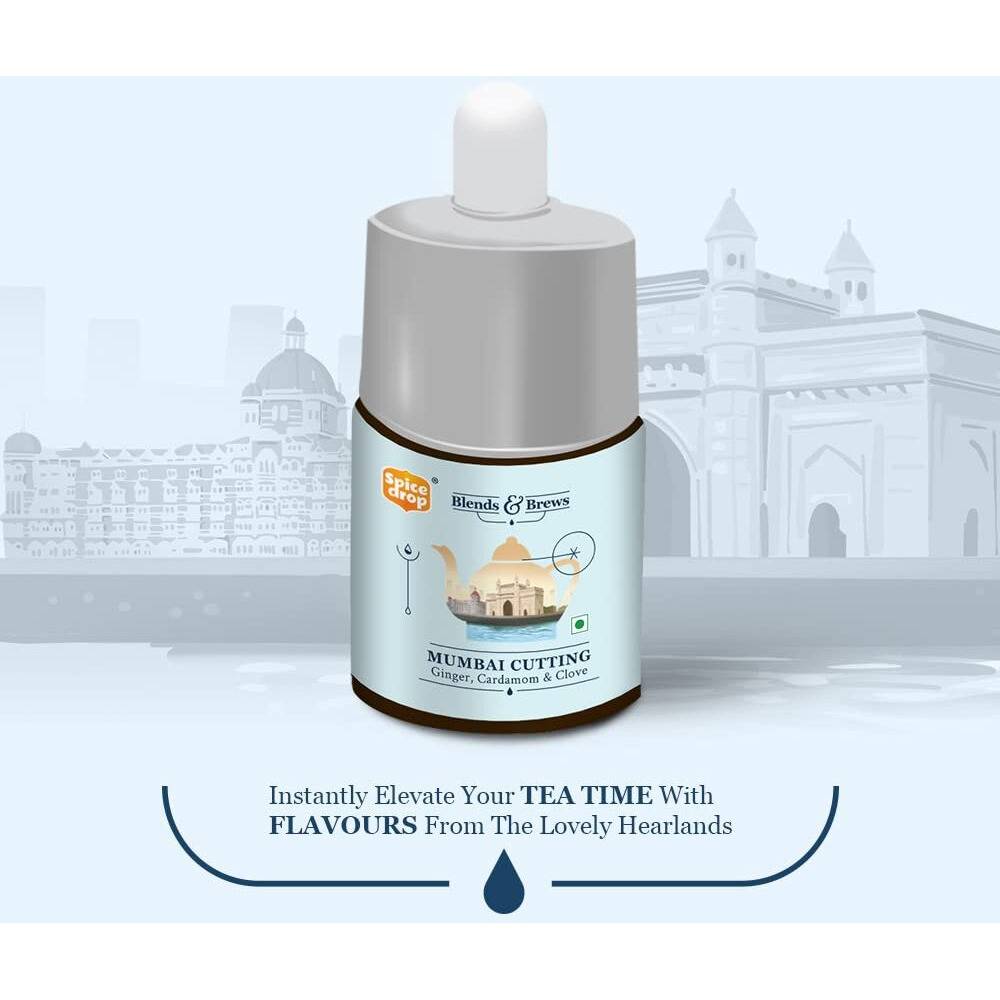 Spice Drop Mumbai Cutting Chai Masala Extract | Contains Cardamom, Ginger & Clove | Flavors 180 cups | 5ML equals 125 grams of powder | No preservative | 1 drop per cup | Tea Masala Drops