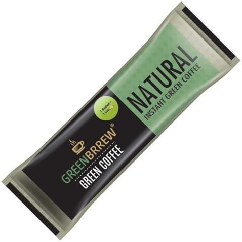 Greenbrrew Natural Instant Coffee Premix | 100% Unroasted Arabica Coffee Beans | Green Coffee Extract (PL-AAA) + Probiotics | Hot & Cold Coffee | 20 Sachets, 40g