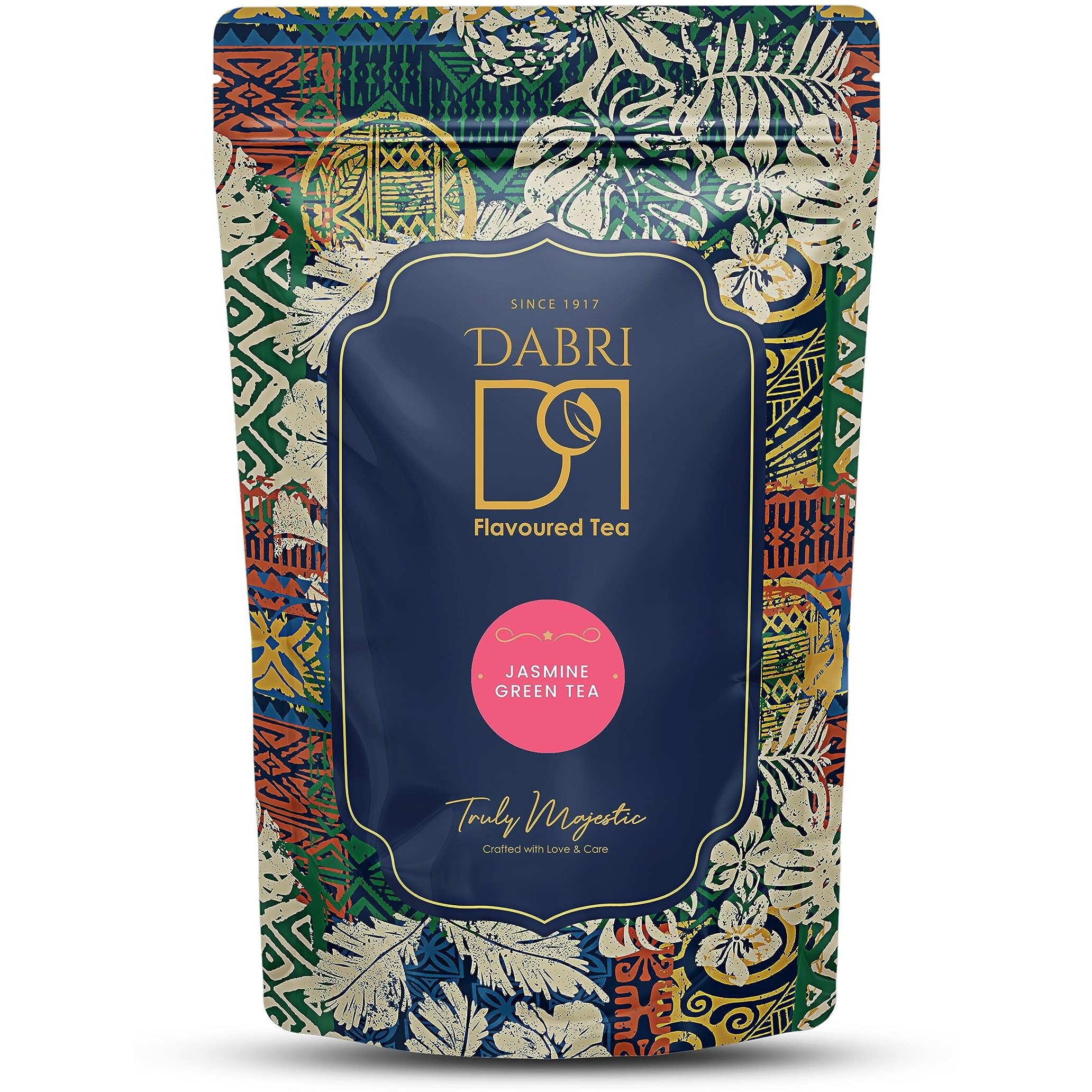 DABRI Jasmine Green Tea Loose Leaves With Dried Jasmin Flowers, Natural Flavour Rich In Antioxidants Helps To Boost Your Metabolism|Boost Brain Function (Pouch Of 100 Gm)