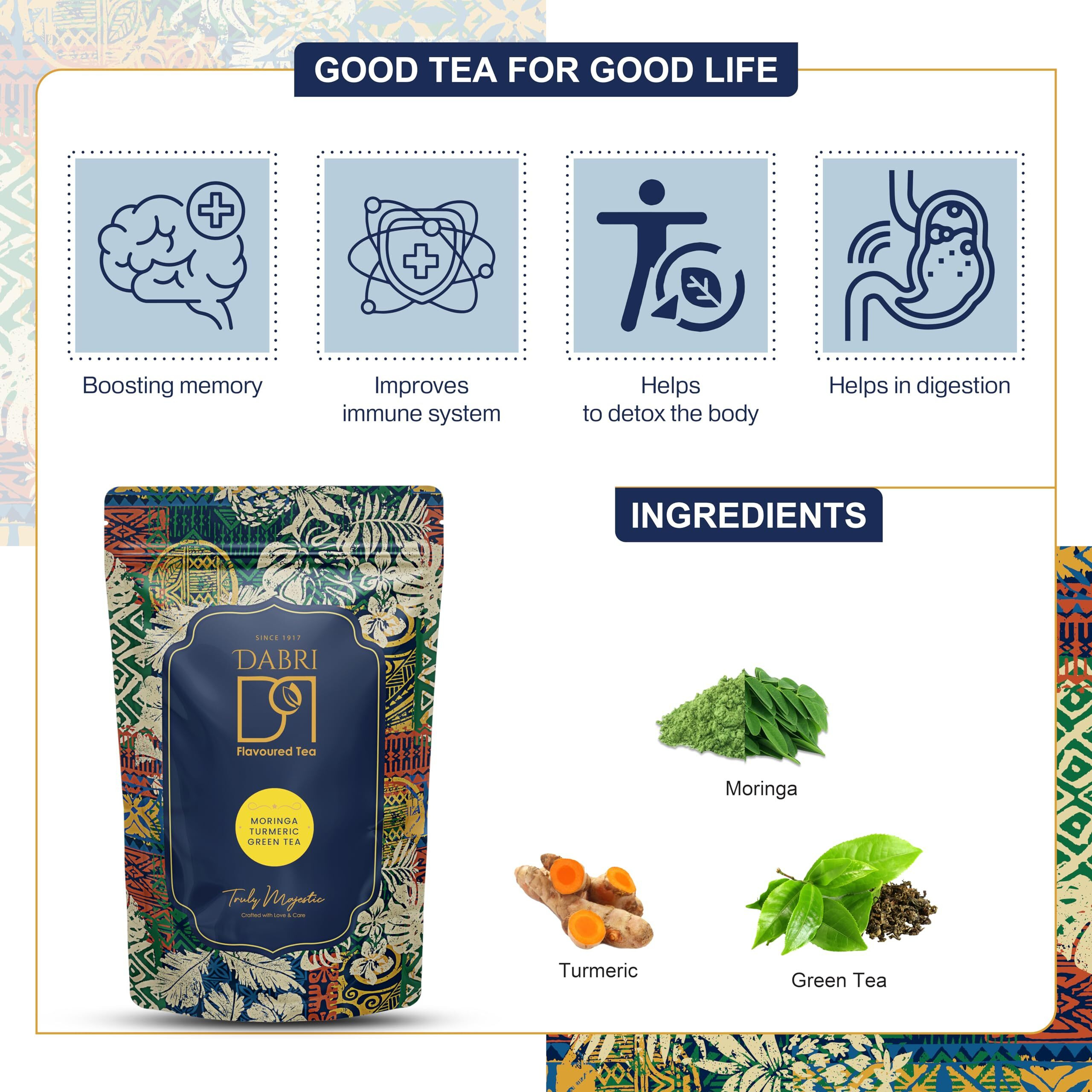 DABRI Moringa Turmeric Green Tea Loose Leaf 100 gram Pouch