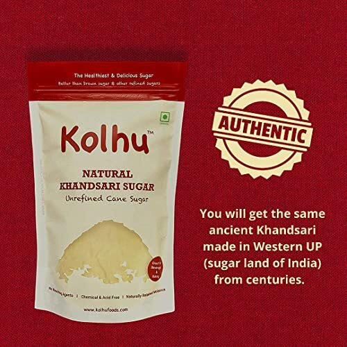 Kolhu Natural Khandsari Sugar (5KG (Pack of 10, 500g Each))