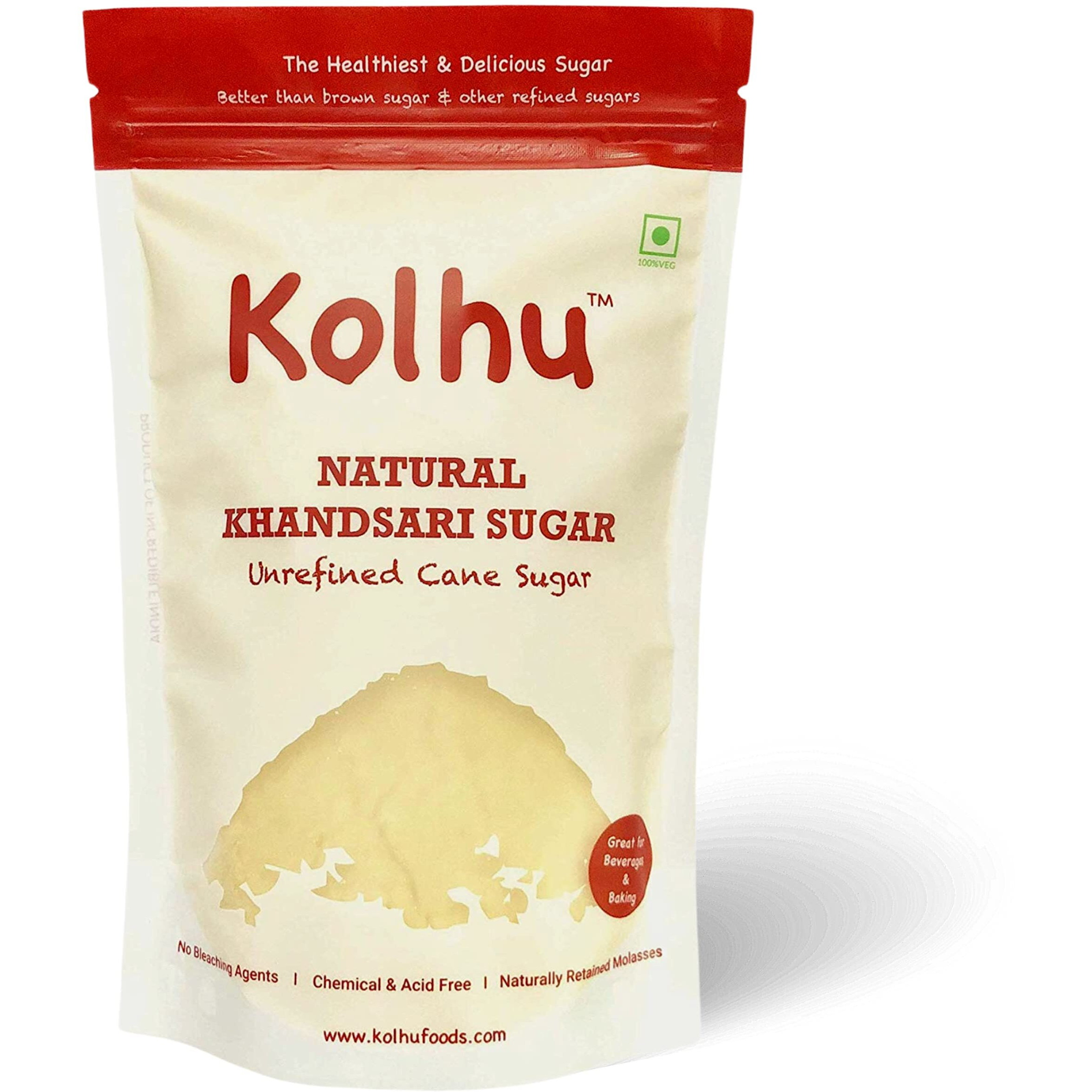 Kolhu Natural Khandsari Sugar (2KG (Pack of 4, 500g Each)) [Raw Sugar, Desi Khand]