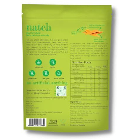 Natch Dried Thai Mango Slices, 100% All Natural, Vegan, Gluten Free, No Artificial Preservatives, Trans Fat Free, Rich in Antioxidants, Bare Flavour, 150gm each (Pack of 1)