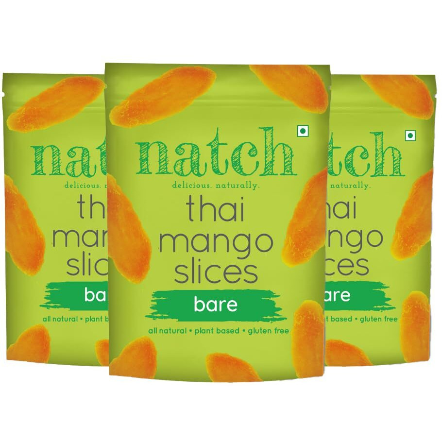 Natch Dried Thai Mango Slices, 100% All Natural, Vegan, Gluten Free, No Artificial Preservatives, Trans Fat Free, Rich in Antioxidants, Bare Flavour, 150gm each (Pack of 3)