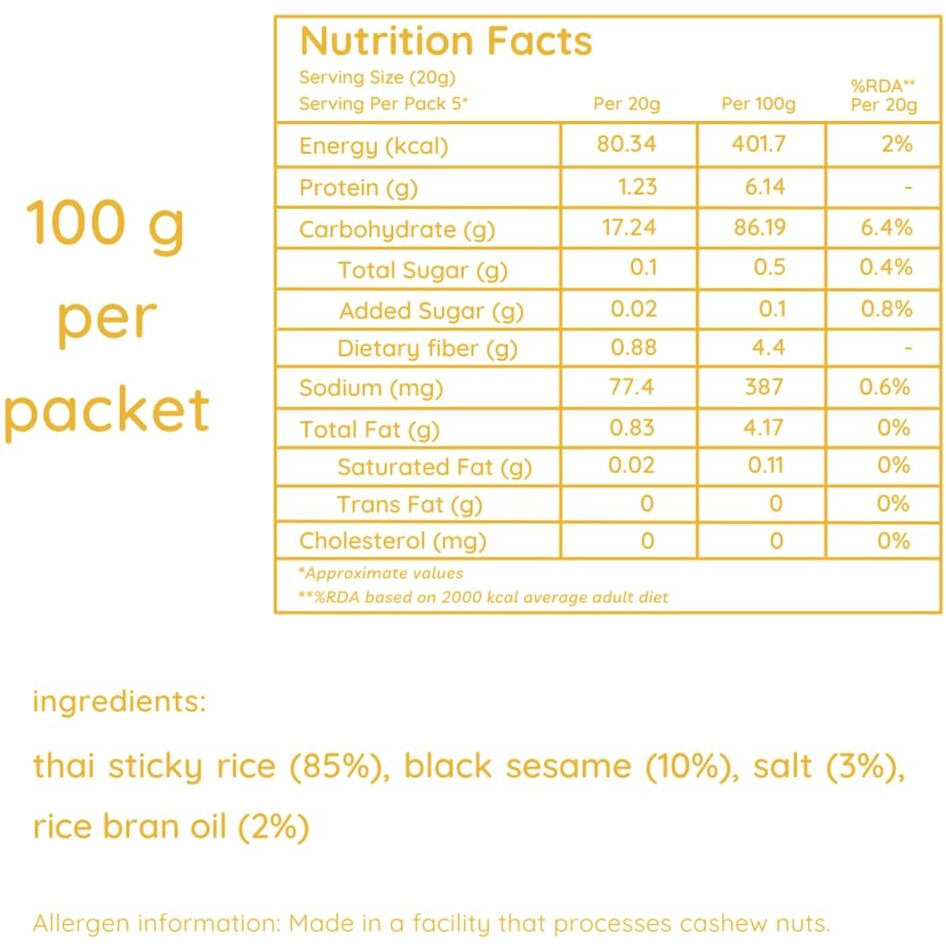 Natch Thai Sticky Rice Chips, Gluten Free, Vegan, Party Family Pack, All Natural Crunchy Crackers (Sesame) 100 Gm