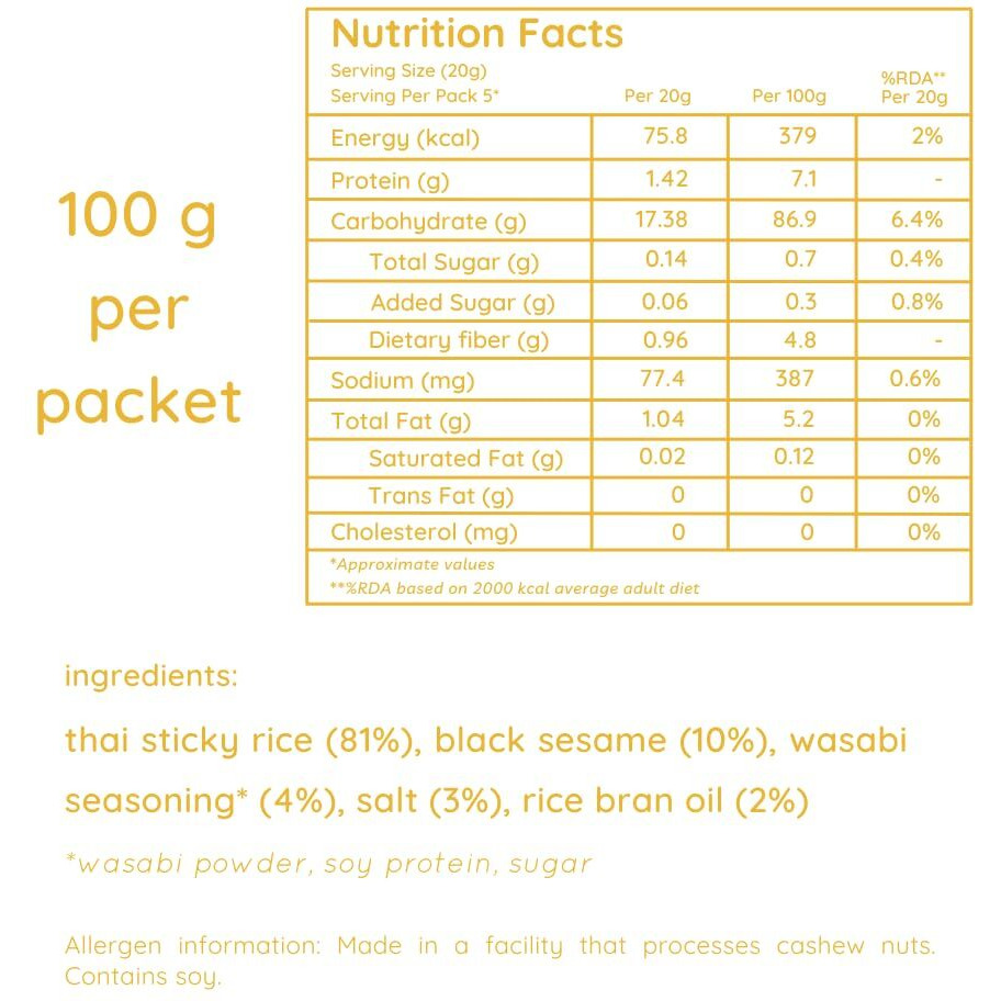 Natch Thai Sticky Rice Chips, Gluten Free, Vegan, Party Family Pack, All Natural Crunchy Crackers (Wasabi) 100 Gm