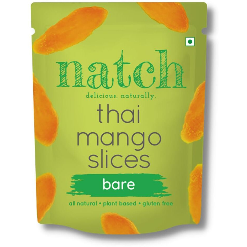 Natch Dried Thai Mango Slices, 100% All Natural, Vegan, Gluten Free, No Artificial Preservatives, Trans Fat Free, Rich in Antioxidants, Bare Flavour, 60gm each (Pack of 2)