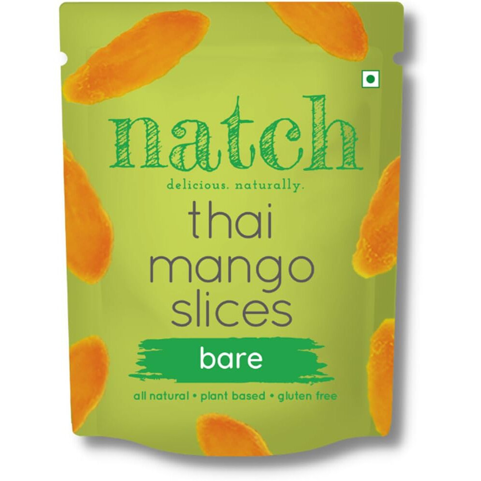 Natch Dried Thai Mango Slices, 100% All Natural, Vegan, Gluten Free, No Artificial Preservatives, Trans Fat Free, Rich in Antioxidants, Bare and Chili Flavour, 60gm each (Pack of 2)
