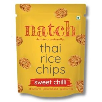 Natch Thai Sticky Rice Chips, 100% All Natural, Vegan, Gluten Free, No Artificial Preservatives, Trans Fat Free, Low Calorie, Sweet Chilli Flavour, 25gm each (Pack of 4)