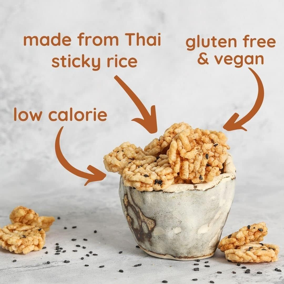 Natch Thai Sticky Rice Chips, 100% All Natural, Vegan, Gluten Free, No Artificial Preservatives, Trans Fat Free, Low Calorie, Sesame Butter, Wasabi, Sweet Chilli Flavour, 25gm each (Pack of 6)
