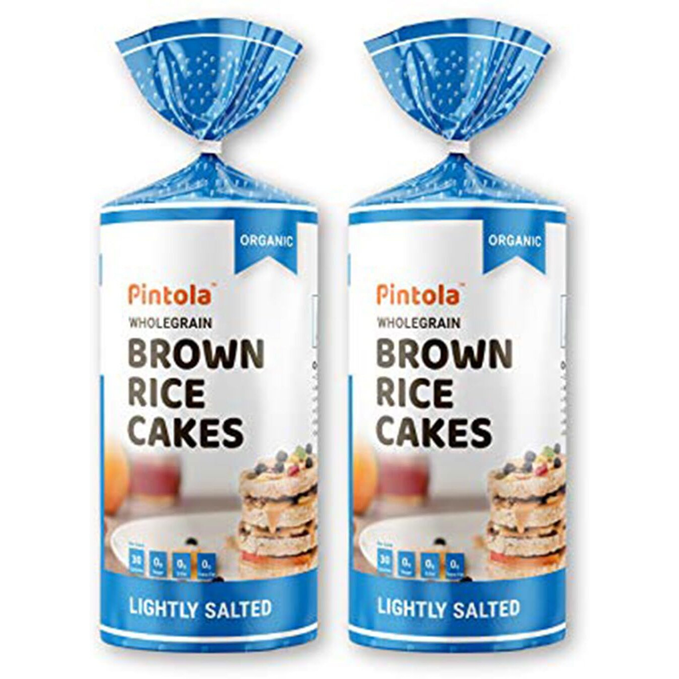 Pintola Organic Wholegrain Brown Rice Cakes - All Natural (Lightly salted, Pack of 2) (130 g x 2) | All Natural | 9 Wholegrain | No Cholesterol | Low Fat |Soy and Yeast Free|Only 30 Calories Per Cake