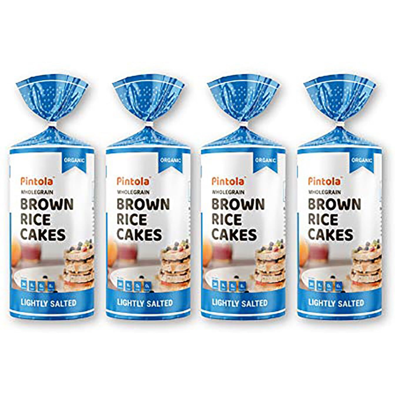 Pintola Organic Wholegrain Brown Rice Cakes - All Natural (Lightly salted, Pack of 4) (130 g x 4) | All Natural | 9 Wholegrain | No Cholesterol |Low Fat|Soy and Yeast Free|Only 30 Calories Per Cake