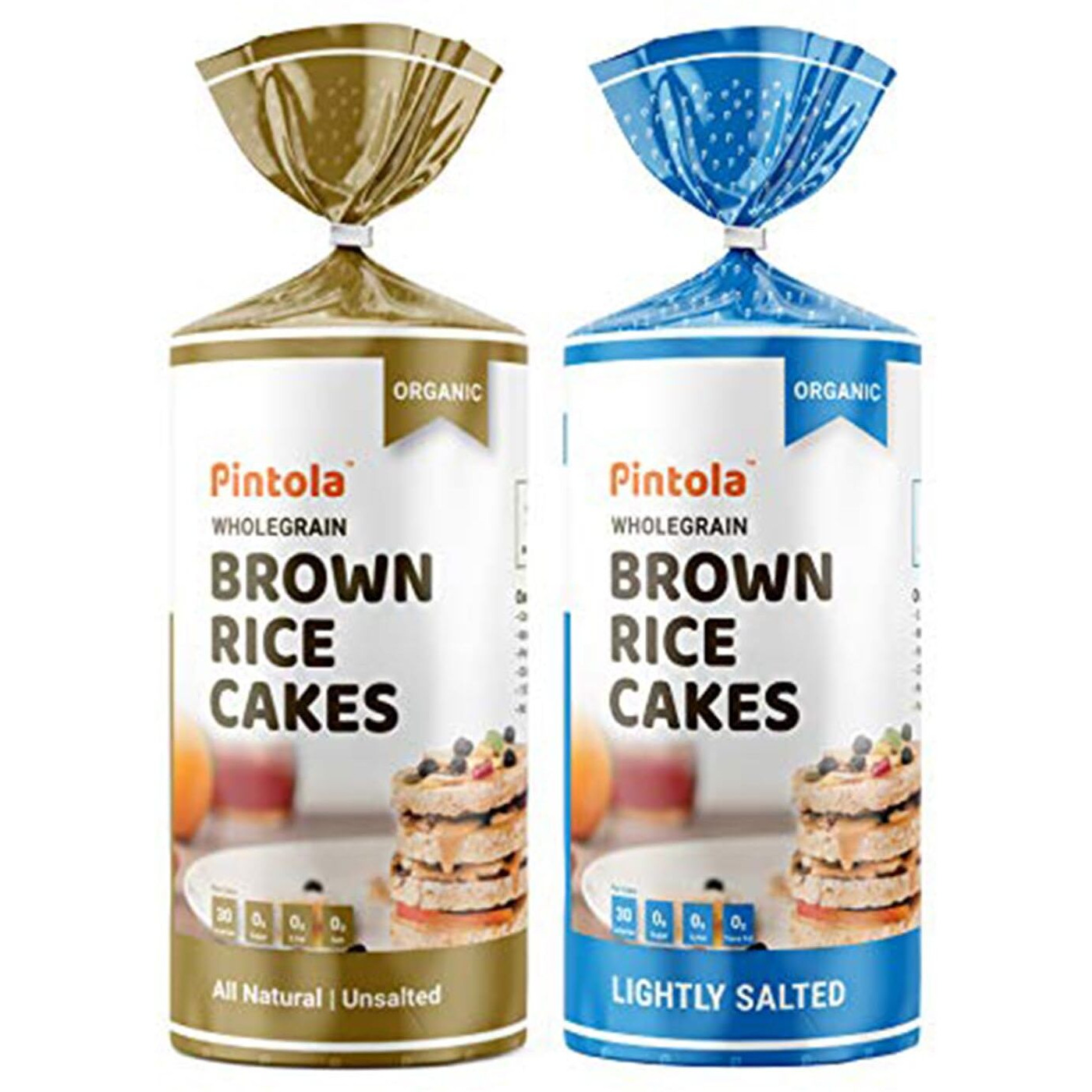 Pintola Organic Wholegrain Brown Rice Cakes Combo Pack (All Natural) (Unsalted and Lightly Salted) (130 g * 2)