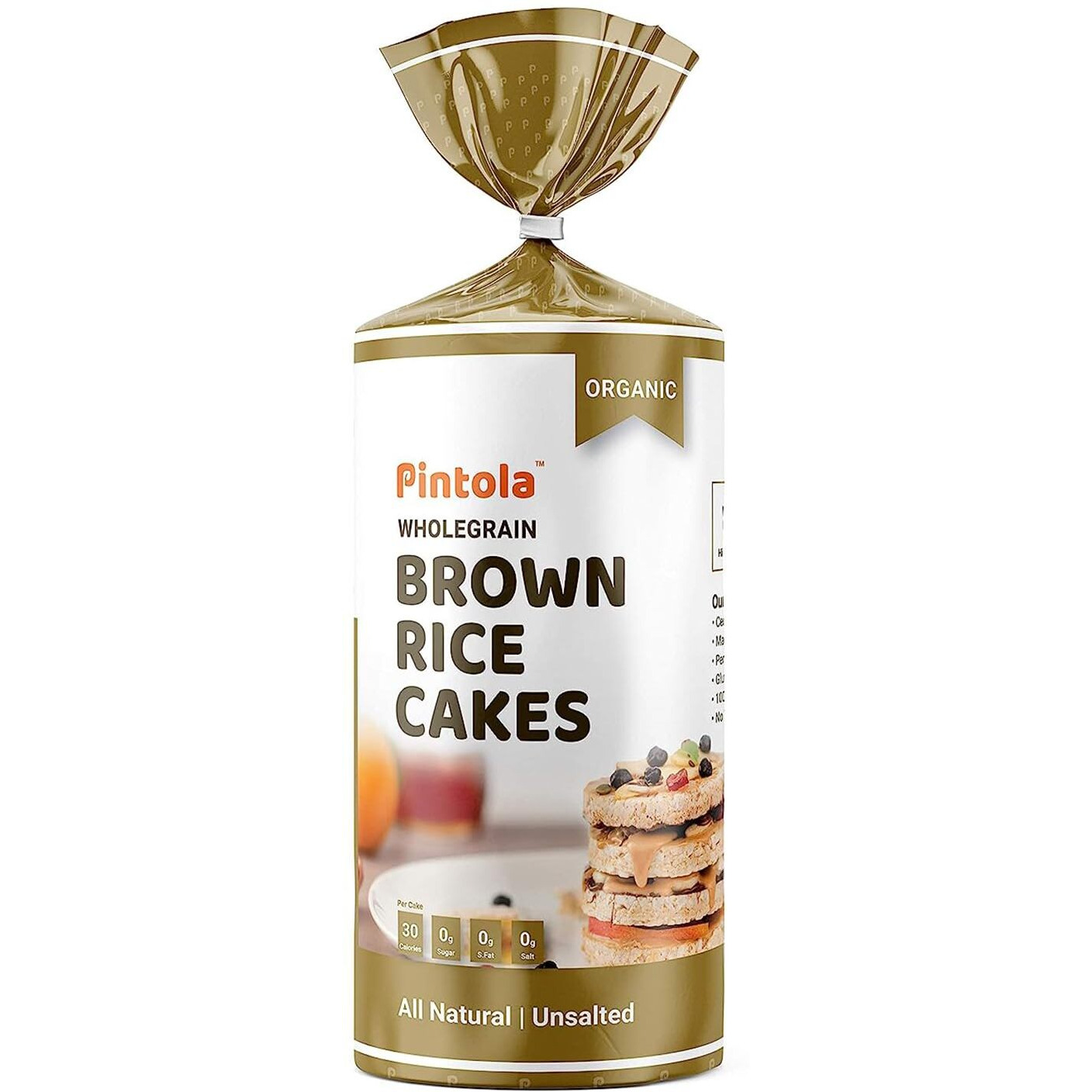 Pintola Organic Wholegrain Brown Rice Cakes Combo Pack (All Natural) (Unsalted and Lightly Salted) (130 g * 2)