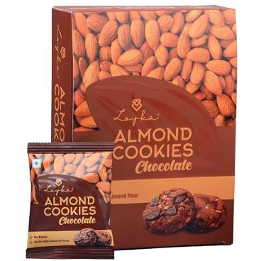 Loyka Chocolate Almond Cookies - 12 pcs |No Maida, Eggless |Tea/Coffee Nutty Gourmet Biscuits |Almond Flour, California Almonds, Choco-chips |Healthy guilt-free morning/evening snack |Better-for-you