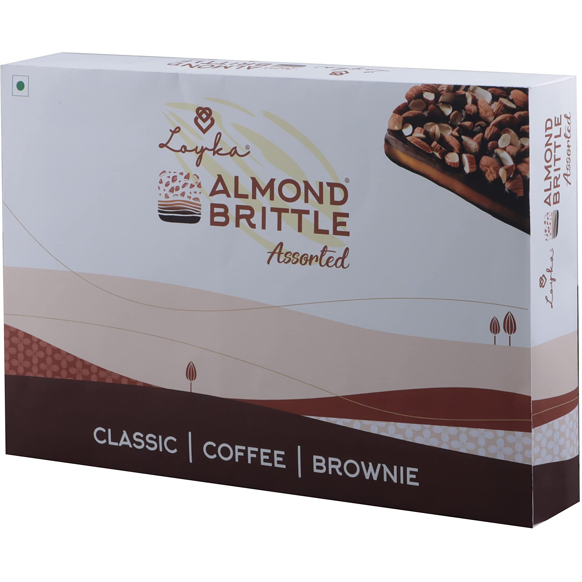 Loyka Almond Brittle Assorted Choco Box - 24 Pcs| Premium Chocolate Gift Hamper | Choco & Nut Dryfruit Delicacy | Roasted California Almonds (45%),Dark Choco & Salted Caramel | Any-Time Snack - 408 Gm